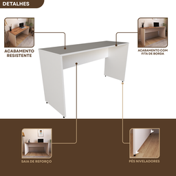Escrivaninha Mesa Escritório 140cmx60cm 140cm Branca E Carvalho Mel - 9 Escrivaninha Mesa Escritório 140cmx60cm 140cm Branca E Carvalho Mel - 9