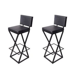 Kit C/2 Banqueta Industrial Z 75 Cm Preta
