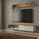 Ver imagem 1 de Rack TV 55 pol. Suspenso 136cm 1 Porta Lila Off/Nature Z49 - Mpozenato