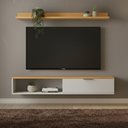 Ver imagem 3 de Rack TV 55 pol. Suspenso 136cm 1 Porta Lila Off/Nature Z49 - Mpozenato