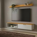 Ver imagem 2 de Rack Tv 55 Pol. Suspenso 136cm 1 Porta Lila Off/nature Z49 - Mpozenato