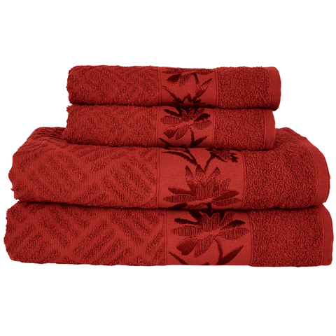 Kit 4 Toalhas Olympia 2 Banho + 2 Rosto 100% Algodão Premium Macias e Super Absorventes:marrom Averm