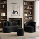 Ver imagem 1 de Conjunto 01 Poltrona + Sofá e 1 Puff Curvo Orgânico Nature Gaia Sued Preto - Montanaris Decor