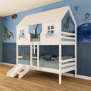 Ver imagem 1 de Beliche Casinha Encantada com Kit Escada/ Escorregador Madeira Maciça Branco Megamobilia