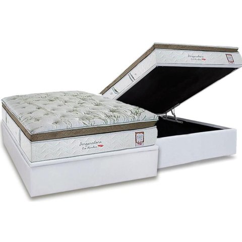 Conjunto Box Baú Casal: Colchão Molas Herval Ensacadas Imperatore Eco Bamboo + Base Crc Linhão