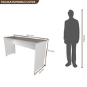Ver imagem 3 de Escrivaninha Mesa Escritório 180CMX60CM 180cm Branca e Cinza Cristal