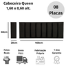Cabeceira Queen Veludo Preto Placa Modulada Estofada Ripada Adesiva - 5