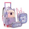 Kit Mochila Rodinhas Infantil Animais com Orelhinha Super Fofa Seanite Kt41480 Lilás - 1