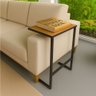 Mesinha Lateral Apoio Sofa Pés de Ferro Industrial Madeirado - 1