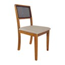 Ver imagem 3 de Kit 6 Cadeiras de Jantar Palha Estofadas Linho Bege com Tela Rubi Premium Madeira Maciça Mel