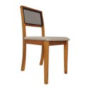 Ver imagem 4 de Kit 6 Cadeiras de Jantar Palha Estofadas Linho Bege com Tela Rubi Premium Madeira Maciça Mel