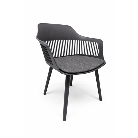 Cadeira Marcela com Assento Estofado em Linho Cinza