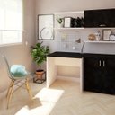 Ver imagem 2 de Escrivaninha Mesa Escritório 80cmx70cm 80cm Branca E Preto