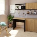 Ver imagem 2 de Escrivaninha Mesa Escritório 80cmx70cm 80cm Preto E Carvalho Mel