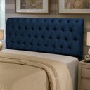 Ver imagem 3 de Cabeceira Cama Box Casal Padrão Sarah 140cm com Frame Suede Azul Marinho - Desk Design