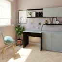 Ver imagem 2 de Escrivaninha Mesa Escritório 80cmx70cm 80cm Preto E Cinza Cristal