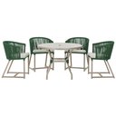 Ver imagem 1 de Mesa com 4 Cadeiras de Jantar Roma 100cm e Noronha em Aluminío Fendi Corda Nautica Estofado 3 Trama