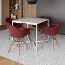 Ver imagem 1 de Conjunto de Mesa Industrial Base Branca Tampo Quadrado 90cm Branca 4 Poltronas Estofadas Vermelho