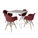 Ver imagem 2 de Conjunto de Mesa Industrial Base Branca Tampo Quadrado 90cm Branca 4 Poltronas Estofadas Vermelho
