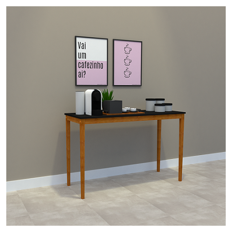 Aparador Noah Grande Mdf Preto e Madeira 119x75x44 Donna 0204aag04