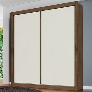Guarda Roupa Zurique 2 Portas 100% Mdf Off White/brauna - Móveis Europa