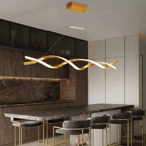 Lustre Aspiral 3000k Pendente Led Ondas Iluminaçao Ambiente Hall de Entrada Sala de Jantar Recepçao