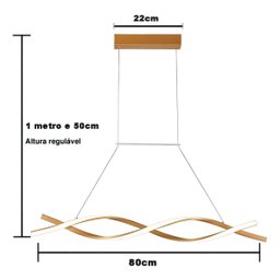 Lustre Aspiral 3000k Pendente Led Ondas Iluminaçao Ambiente Hall de Entrada Sala de Jantar Recepçao - 4