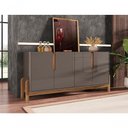 Ver imagem 5 de Conjunto para Sala Eron Completo Seville 6 Portas MDF-MDP 170cm Cinza Pérola Cedro