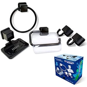 Kit Acessorios Para Banheiro Caribe 5Pcs Preto