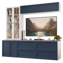 Ver imagem 3 de Estante Sala de Estar com Rack + Cristaleira 230cm Branco/Azul/Branco Vik Madesa 01