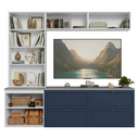 Ver imagem 7 de Estante Sala de Estar com Rack + Cristaleira 230cm Branco/Azul/Branco Vik Madesa 01