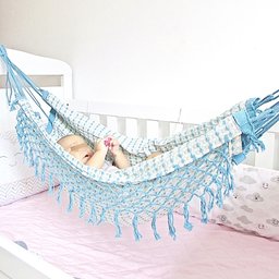 Rede de Dormir para Berço de Bebê 100% Algodão Várias Cores: Azul Bebê - 3