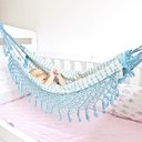 Ver imagem 3 de Rede de Dormir para Berço de Bebê 100% Algodão Cor Azul Bebê