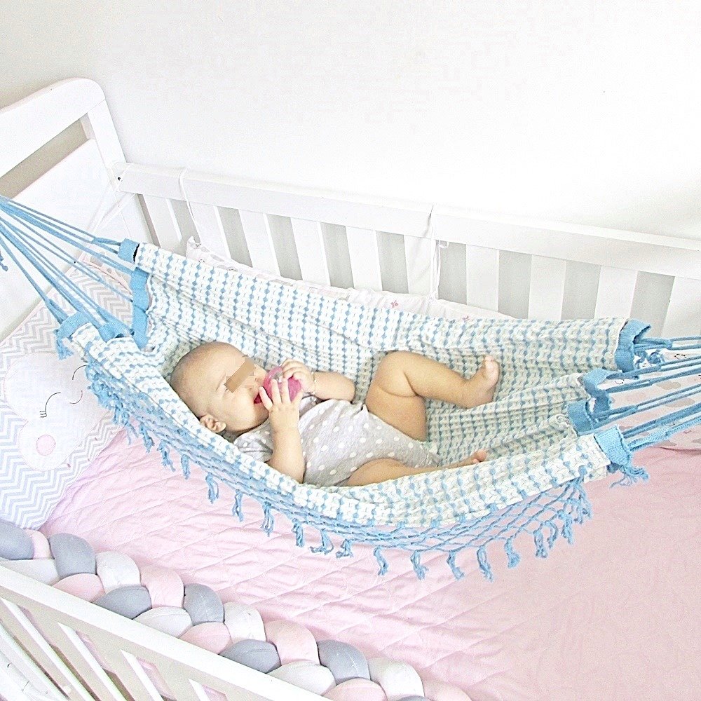 Rede de dormir para berço de bebê 100% algodão várias cores:Azul bebê - 2