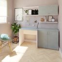 Ver imagem 1 de Escrivaninha Mesa Escritório 90cmx70cm 90cm Branca E Cinza Cristal