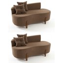 Ver imagem 2 de Kit 02 Sofá Orgânico 2LUGARES c/2 Almofadas Curvo Sala Recepção Boucle Cappuccino - Montanaris Decor