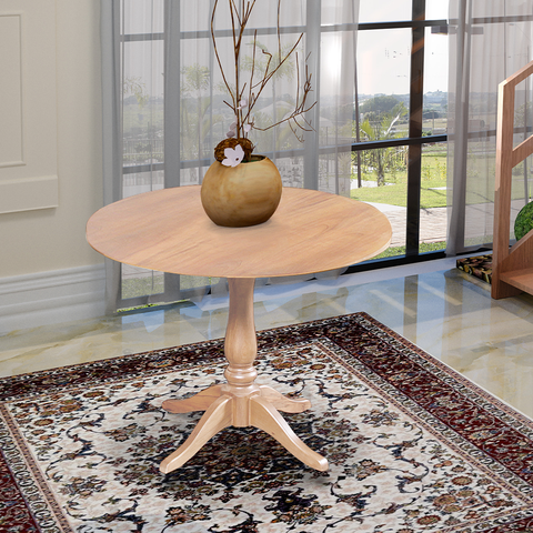 Mesa Redonda de Jantar 80cm S/ Borda Rústica em Madeira Maciça Madalena- Natural
