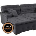 Ver imagem 6 de Sofá Retrátil e Reclinável com Chaise Orlando 2.20x2.10m- Sofisticato-chumbo