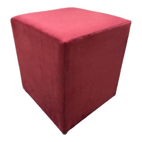 Puff Quadrado, Cubo, Banqueta, Decorativa, Suede Vermelho