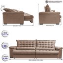Ver imagem 2 de Sofá Retrátil e Reclinável 2,35m Molas Ensacadas Cama inBox Big Space com Bordado 3D Velusoft
