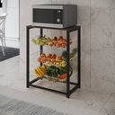 Ver imagem 1 de Fruteira com Suporte para Micro-ondas Barcelona Aço Preto Cesto Branco Tampo Amêndoa