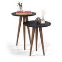 Ver imagem 2 de Conjunto de Mesa de Canto Lateral Decorativa para Sala de Estar Pés de Madeira Slim Preto