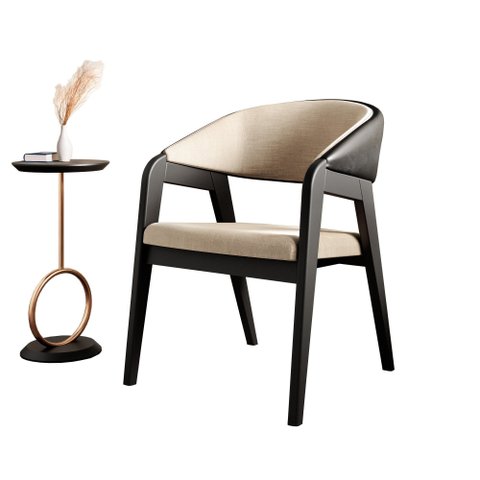 Cadeira Lia com Braço Assento e Encosto Estofado Preto