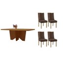 Ver imagem 1 de Kit 1 Mesa e 4 Cadeiras Nevada Tilia Moderno Estrutura MDF-MDP Assento Estofado 45cm Capuccino