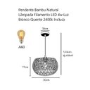 Ver imagem 4 de Pendente Corda Sisal Náutica com LED Branco Quente 2400k