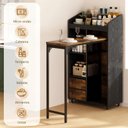Ver imagem 6 de Bancada Balcão/mesa de Cozinha com Mesa Dobrável e 2 Gavetas Preto e Madeira