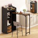 Ver imagem 1 de Bancada Balcão/mesa de Cozinha com Mesa Dobrável e 2 Gavetas Preto e Madeira