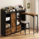 Ver mais imagens de Bancada Balcão/mesa de Cozinha com Mesa Dobrável e 2 Gavetas Preto e Madeira