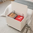 Ver mais imagens de Banco Bau Luquinha Tampo Fresado Basculante Rodízios em Gel Off White Ofertamo