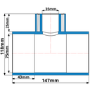 Ver imagem 3 de 5 Unidades Conexão Tee de Redução Lf Irrigação Bitola 75 X 35mm Cor Azul Durín